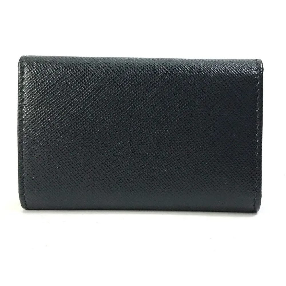 PRADA logo Key ring 4-Ring Key Case saffiano leather Black - Picture 2 of 12